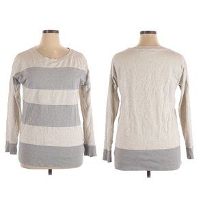 Loft Ann Taylor Gray Colorblock Stripe Sweatshirt